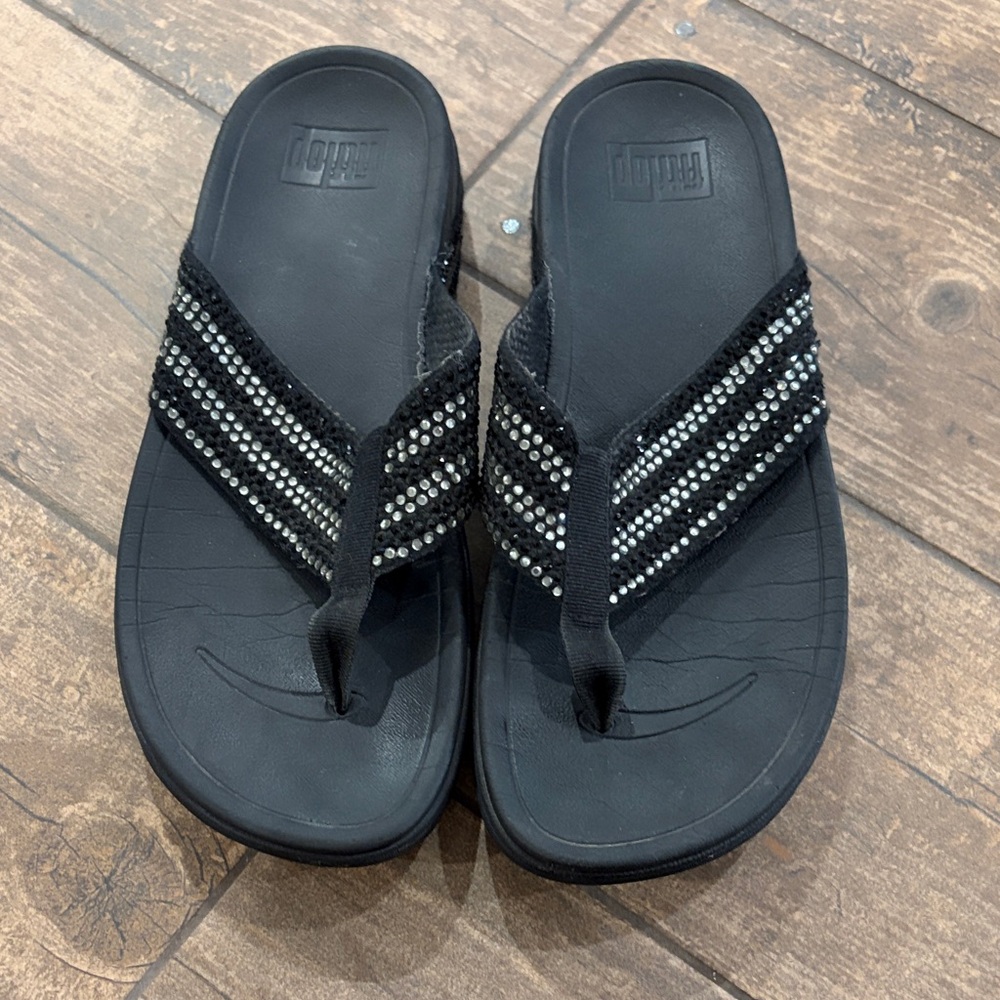 Fitflop Black Sandals with Sparkling Straps